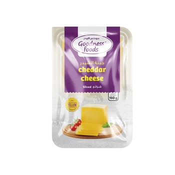 Goodness Foods Cheddar Cheese Sliced Yellow 150g