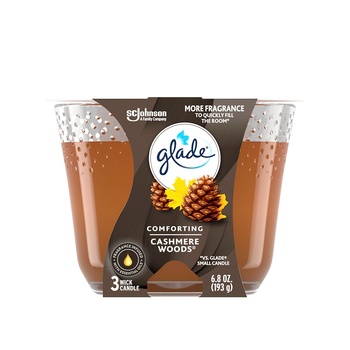 Glade Comforting Cashmere Woods Scented Candle 193g