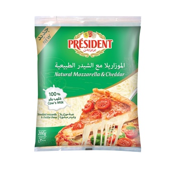 President Mozzarella Cheddar Shredded 200g