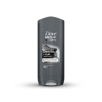 Dove Men+Care Purifying Cleanser Charcoal + Clay 3in1 For Clean Face Body and Hair with 24H Nourishing Micromoisture Technology 400ml