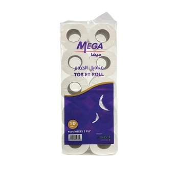 Mega Toilet Roll 10x400 Sheets 2 Ply