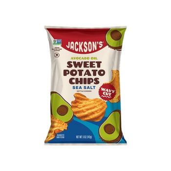 Jacksons Avocado Oil Sweet Potato Chips Wavy Sea Salt 5oz