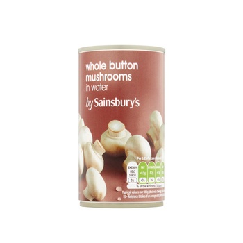 Sainsburys Whole Button Mushrooms In Water 290g
