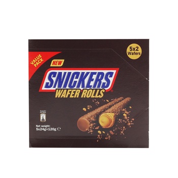 Snickers Wafer Rolls With Peanut Flavour 5x24g