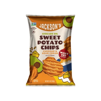 Jacksons Avocado Oil Sweet Potato Chips Wavy Cheddar And Sour Cream 5oz