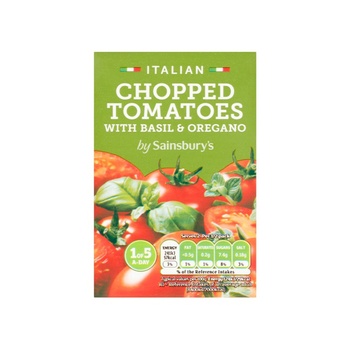 Sainsburys Italian Chopped Tomato Basil and Organo 390g