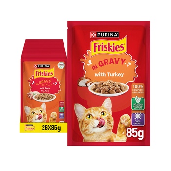 Purina Friskies Cat Chicken in gravy Turkey Pouch 26x85g