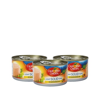 California Garden Light Tuna Solid In Vegetable Oil 3X185g